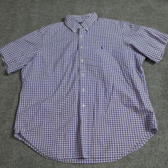 Polo Ralph Lauren Shirt 2XL Blue Plaid Short Sleeve Button Down - Picture 1 of 6